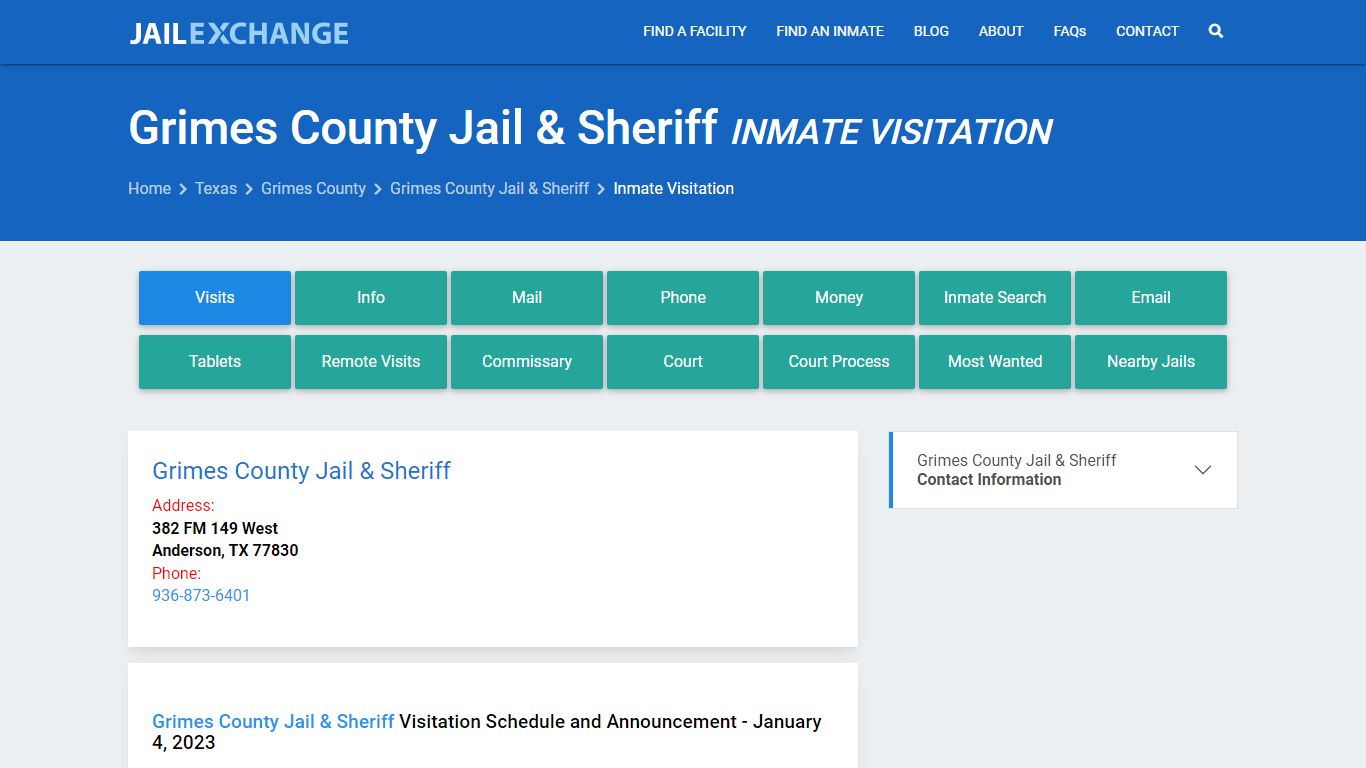 Inmate Visitation - Grimes County Jail & Sheriff, TX - Jail Exchange